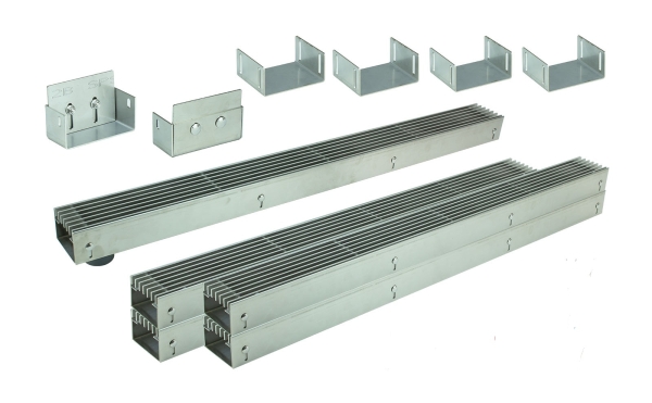 Edelstahlentwässerungsrinnen Bauhöhe 60 bis 80mm, Rost Längsstabrost SET Typ 5